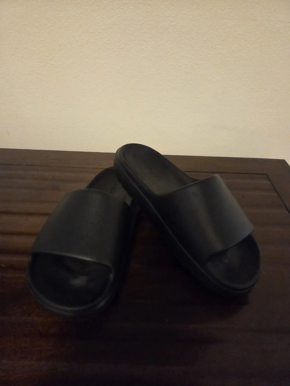 Like New Adidas Black Kid’s Slide Sandals with Embossed Logo, Size 4